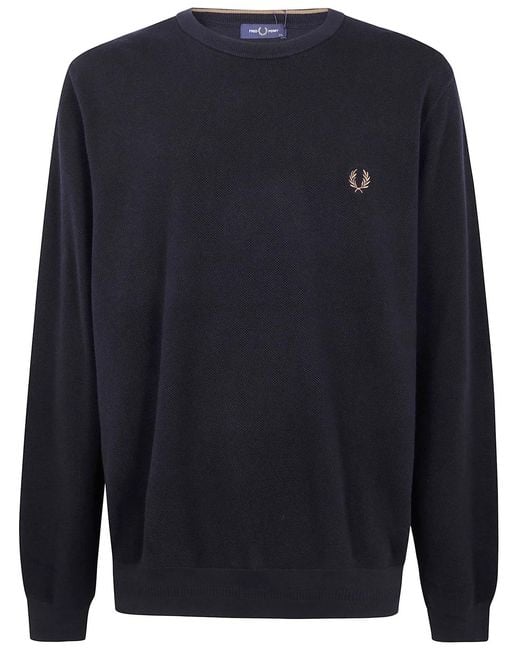 Fred Perry Black Pique Sweater With Logo for men
