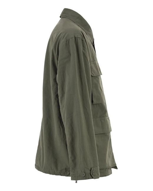 Carhartt Green Cotton Utility Jacket With Cargo Pockets