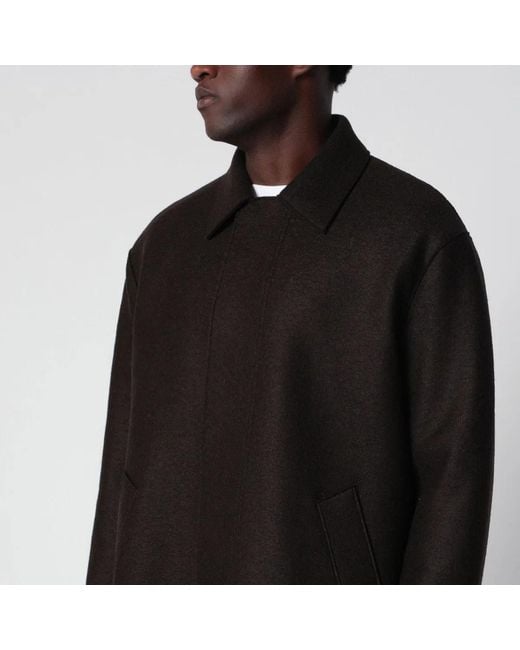 Harris Wharf London Black Dark Wool Coat for men
