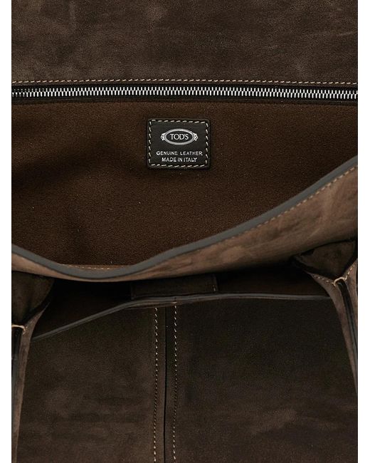 Tod's Black Medium Suede Shopping Bag