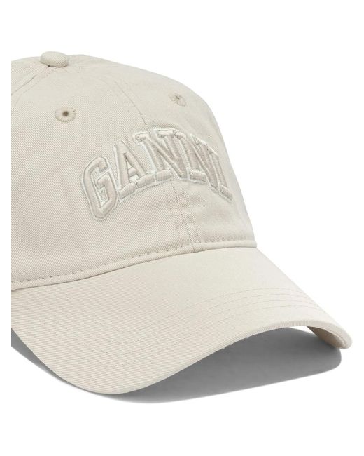 Ganni White Baseball Cap With Logo