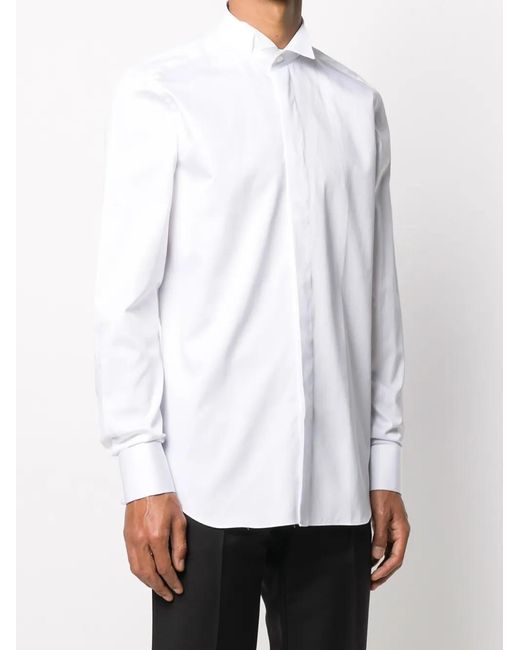 Xacus White Cotton Tailored Long Shirt for men