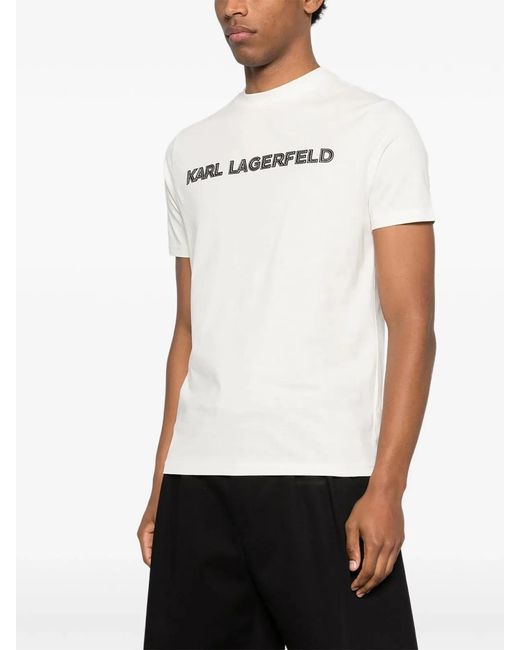 Karl Lagerfeld White Logo-Motif T-Shirt for men