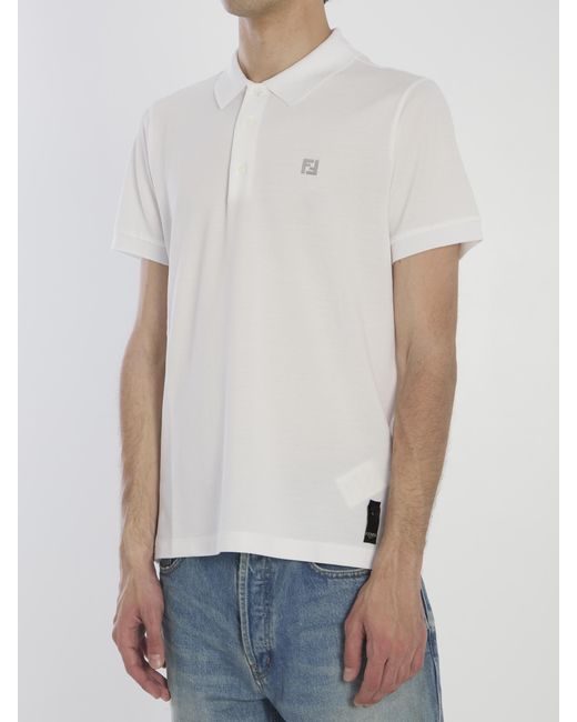 Fendi White Polo With Logo for men
