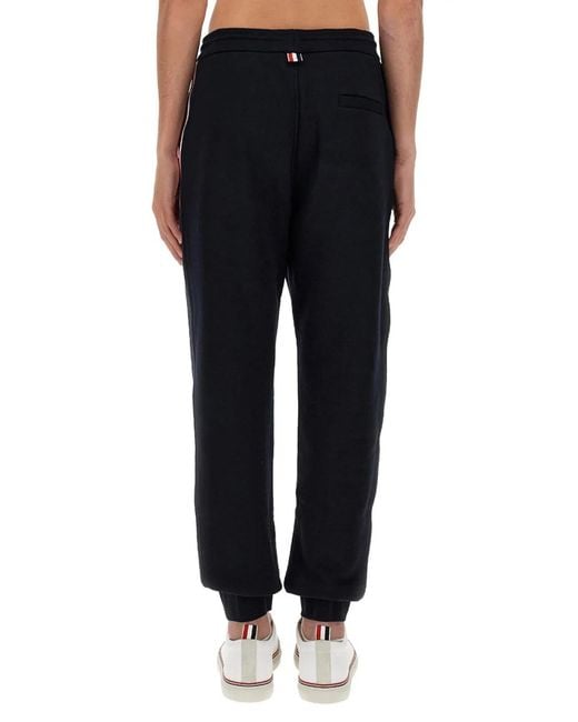 Thom Browne Black Grosgrain-Trimmed Sweatpants for men
