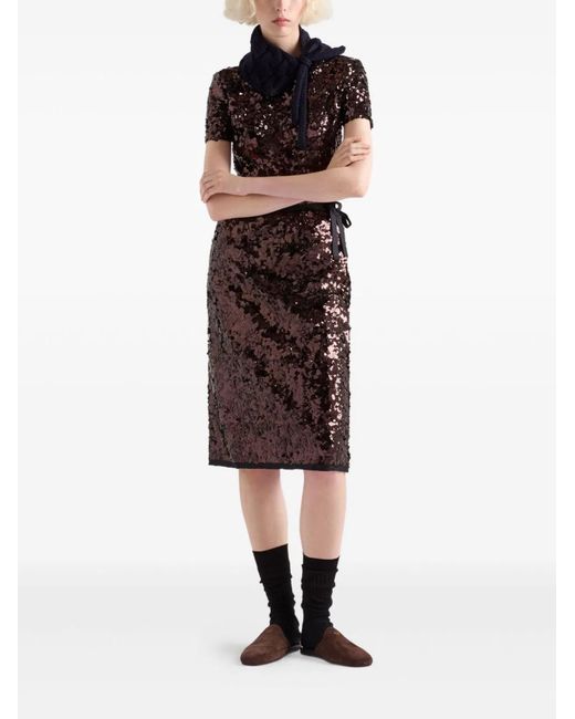 Prada Black Sequin-Embellished Midi Skirt