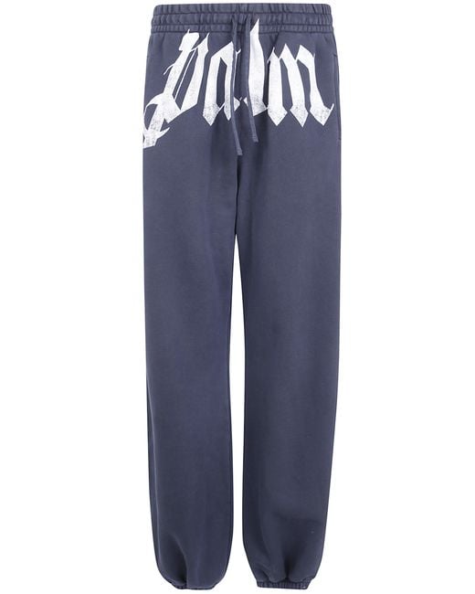 Palm Angels Blue "Big Waist Logo" Sweatpants for men
