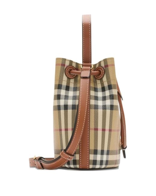 Burberry Brown Check Drawsting Bucket Bag