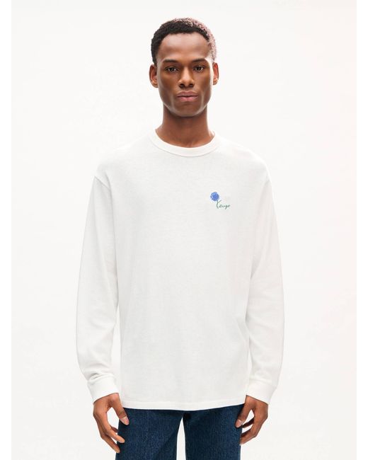 KENZO White Tulip Long-Sleeved Cotton T-Shirt for men