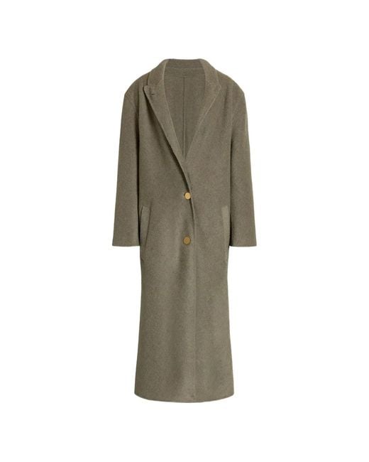 Alberta Ferretti Green Wool Silk Single Breasted Coat