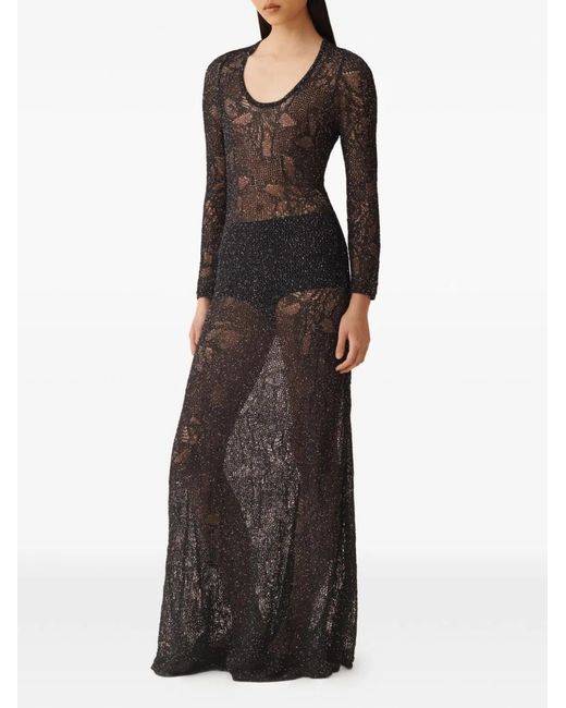 Fabiana Filippi Black Lace Long Dress