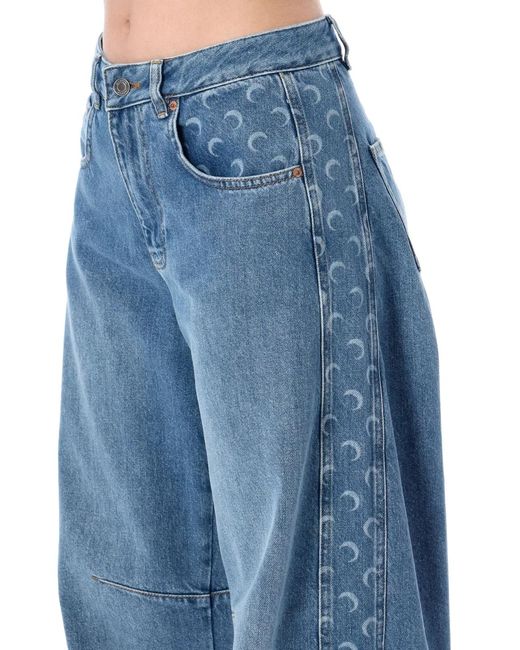 MARINE SERRE Blue Baggy Denim Moon Insert