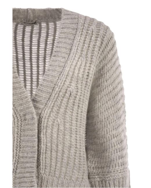 Peserico Multicolor Wool And Alpaca Mesh Cardigan