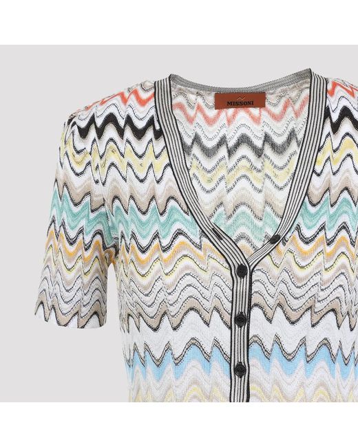 Missoni Blue Short-Sleeve Knit Top