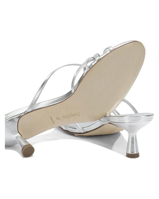 Aeyde White Abby 55 Mm Nappa Leather Sandals