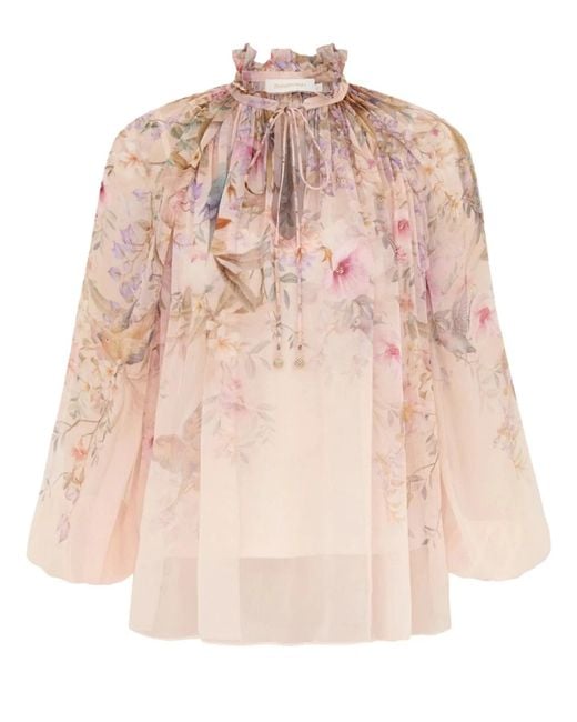 Zimmermann Pink "Billow Rebellion" Blouse