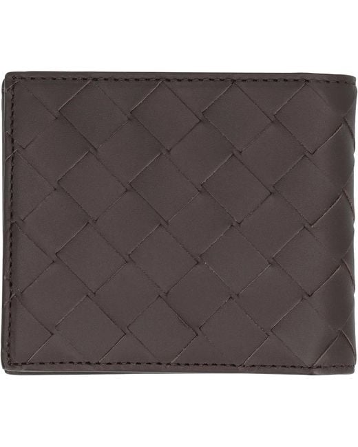 Bottega Veneta Gray Intrecciato Bi-Fold Wallet for men