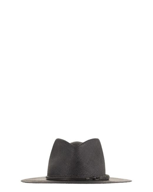 Brunello Cucinelli Multicolor Straw Fedora With Precious Leather Band