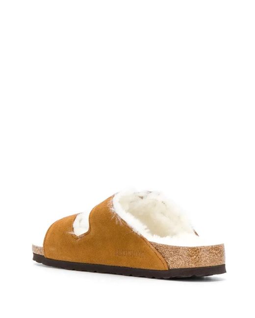 Birkenstock Brown Arizona Shearling Suede Sandals
