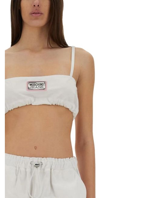 Moschino White Cotton Bandeau Top
