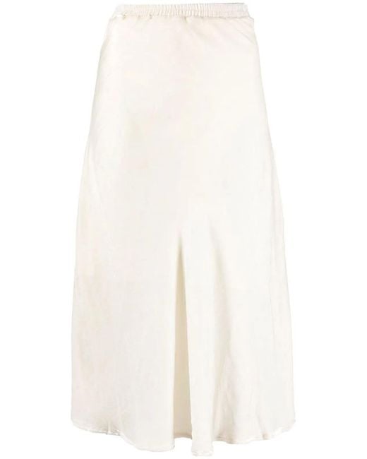 Gold Hawk White Velvet Long Skirt