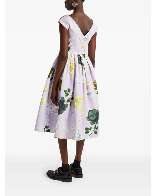 Erdem White Vestido Margot Flores Escote B