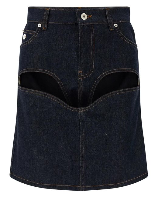 Jean Paul Gaultier Blue 'Denim Mini Skirt With Cuts And Turn Up' Skirt