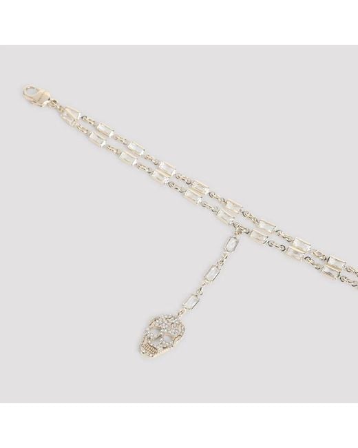 McQueen White Pave' Skull Bracelet