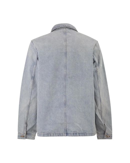 A.P.C. Gray Cotton Denim Jacket With Patch Pockets for men