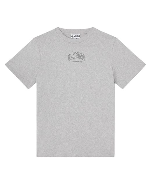Ganni Gray T-Shirt With Logo