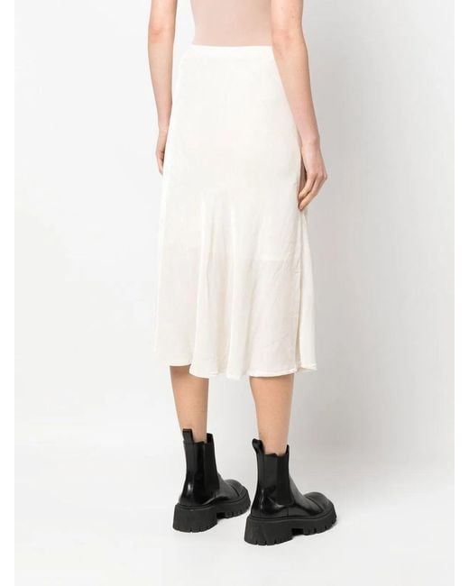 Gold Hawk White Velvet Long Skirt