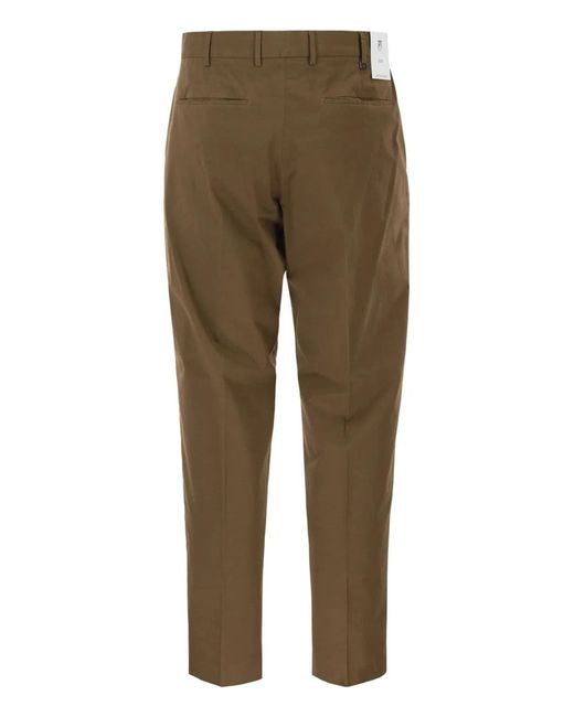 PT Torino Green Stretch Cotton Tailored Trousers for men