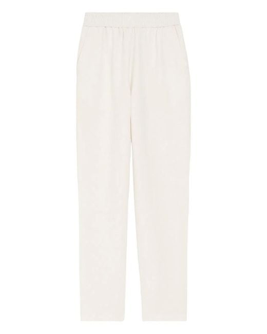 AMI White Elastic Waist Pants
