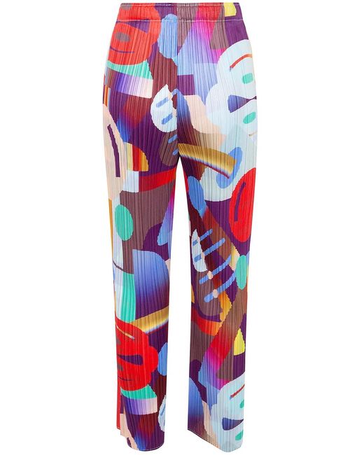 Pleats Please Issey Miyake Red Pleats Please By Issey Miyake "Playground" Trousers