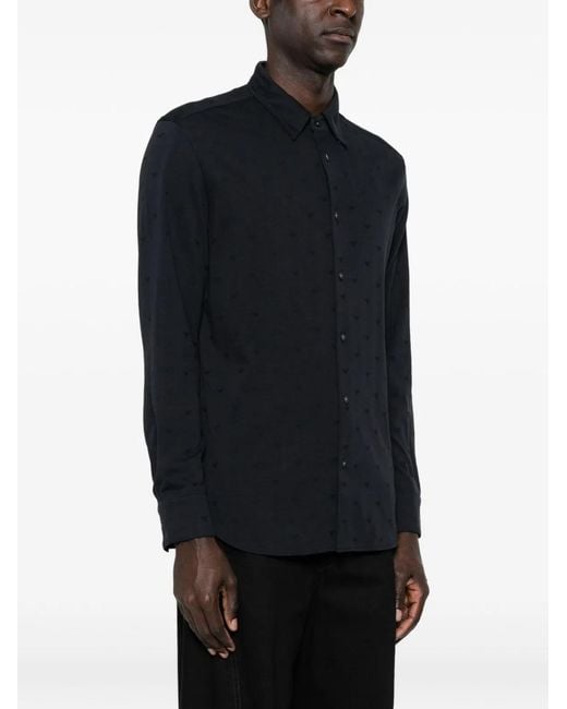 Emporio Armani Black Logo Cotton Shirt for men