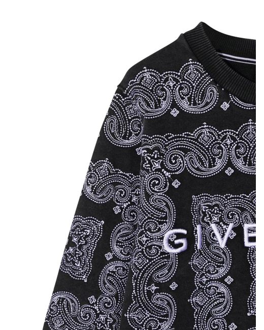 Givenchy Black Crewneck Sweatshirt Patterned Print And Logo