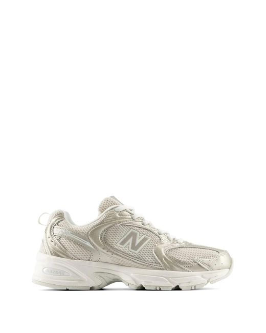 New Balance White Synthetic Mesh Sneakers