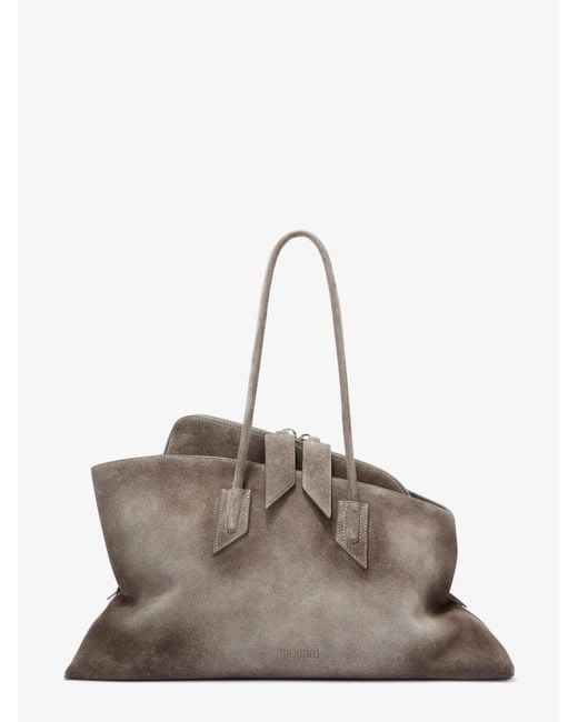 The Attico Natural La Passeggiata Medium Suede Shoulder Bag