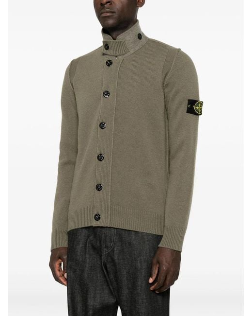 Stone Island Green Wool Cardigan for men