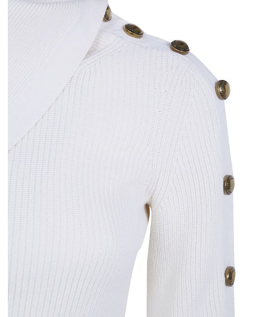 Elisabetta Franchi White Tricot Round Neck Sweater