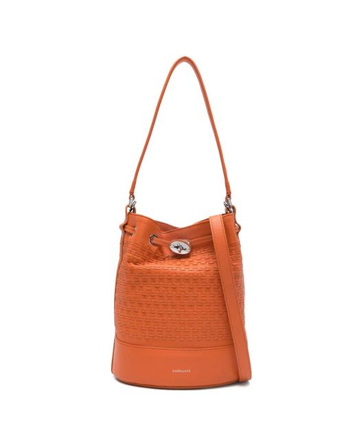 Zanellato Orange Monda' Musiva Small Leather Bucket Bag