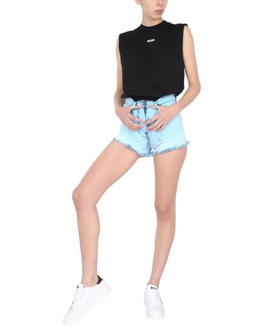 MSGM Blue Denim Shorts