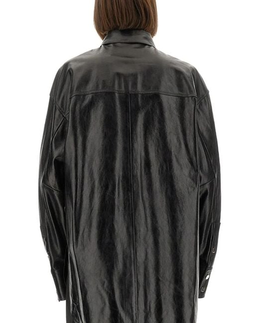 Max Mara Black Leather Borel Shirt