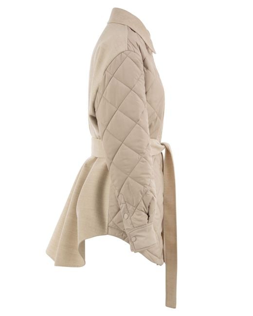Fabiana Filippi Natural Quilted Jacket With Wool Belt