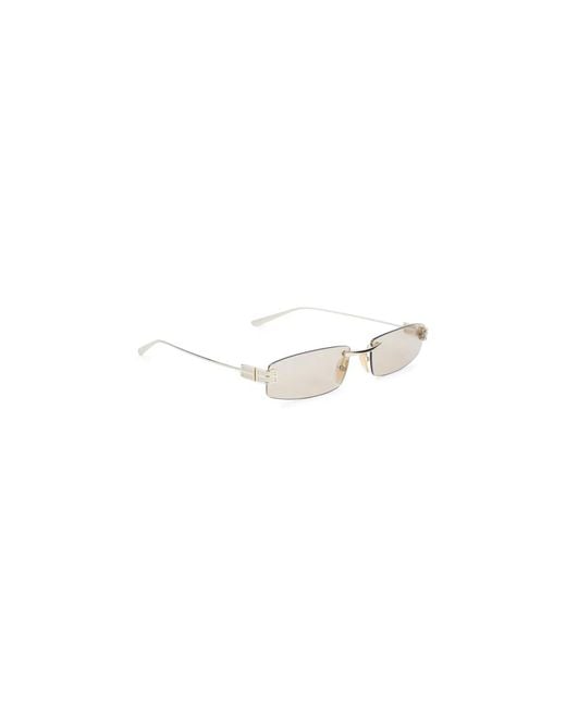 Balenciaga White Tone Rectangle Frame Sunglasses