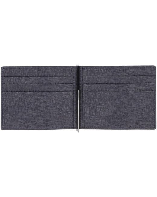Saint Laurent White Paris Bill Clip Wallet for men