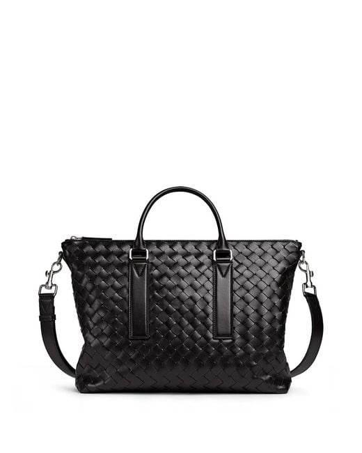Bottega Veneta Black Braided Soft Briefcase for men