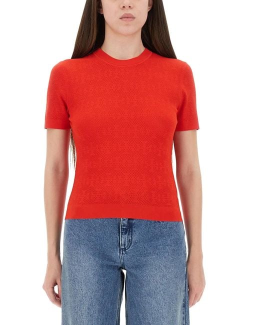 Tory Burch Red Jacquard T Monogram Jersey