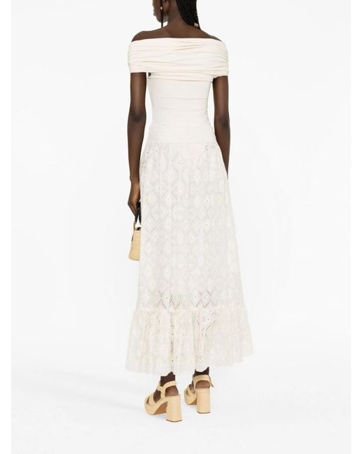 Gucci White Embroidered Long Skirt