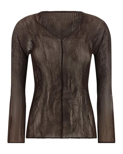 Issey Miyake Brown 'Chiffon Twist 1' Top